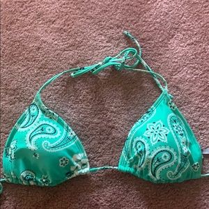 Green Bandana Print Bikini Top